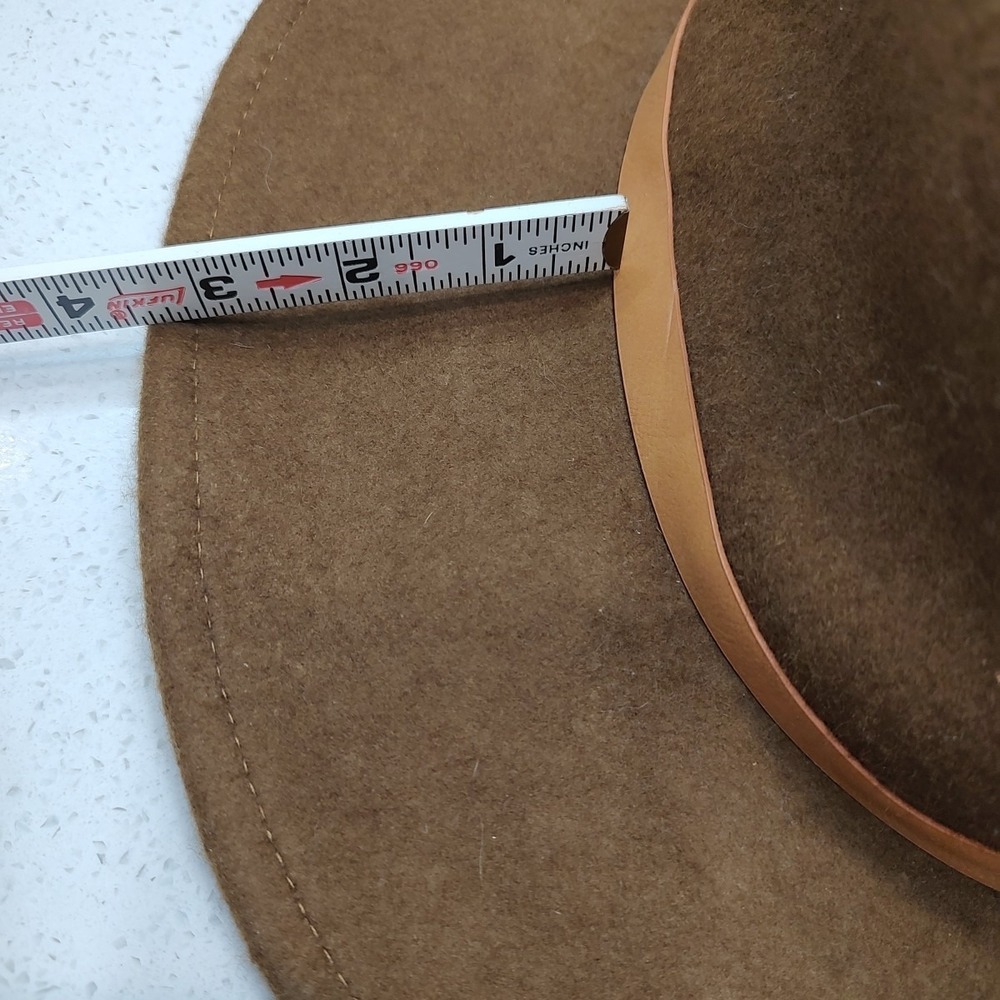 Vtg Style Wide Brim Fedora Hat Brown Wool Felt Rancher Western Panama Cowboy - Picture 7 of 9